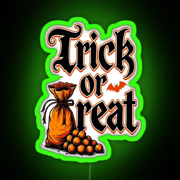 Trick Or Treat Halloween Candy Bag RGB Neon Sign