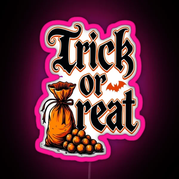Trick Or Treat Halloween Candy Bag RGB Neon Sign