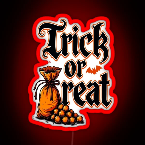 Trick Or Treat Halloween Candy Bag RGB Neon Sign