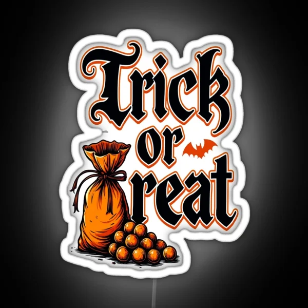 Trick Or Treat Halloween Candy Bag RGB Neon Sign