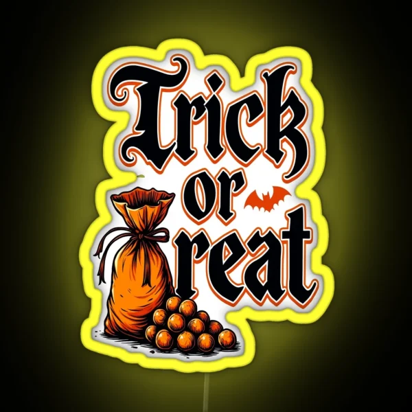 Trick Or Treat Halloween Candy Bag RGB Neon Sign