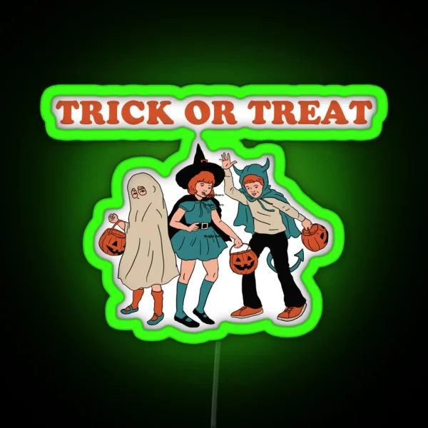 Trick Or Treat Retro Halloween RGB Neon Sign