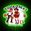 Neon Trick-or-Treat sign adds spooky Halloween ambiance to home decor.