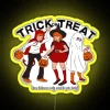Vibrant RGB LED neon trick-or-treat sign for Halloween decorations and parties.