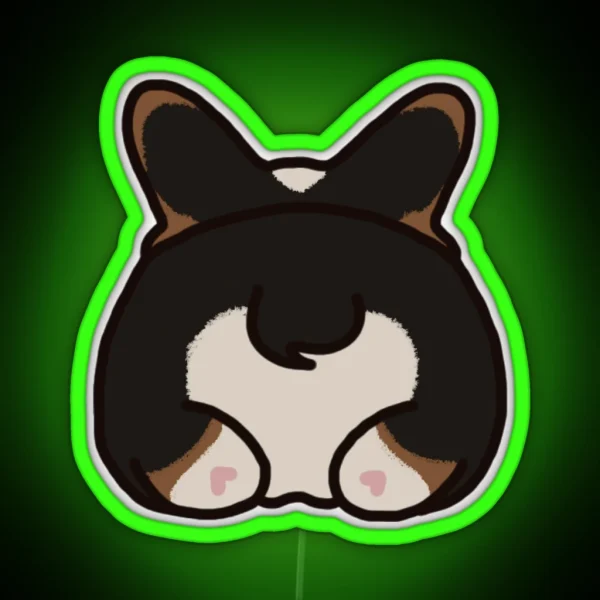 Tricolor Corgi Butt RGB Neon Sign