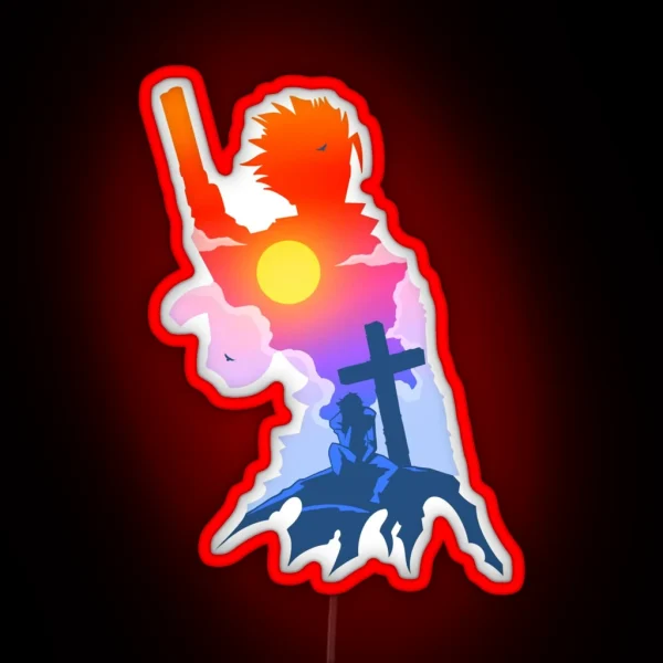 Trigun Vash X Wood Silhouette Art RGB Neon Sign