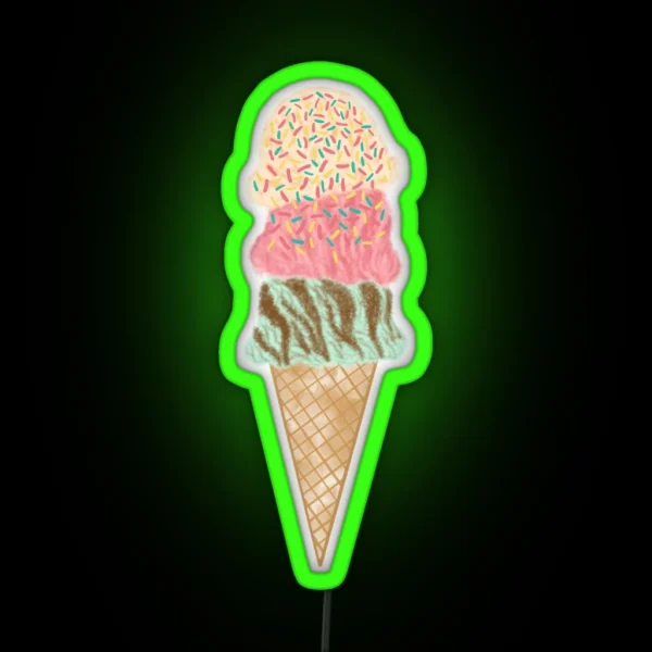 Triple Ice Cream Scoop RGB Neon Sign