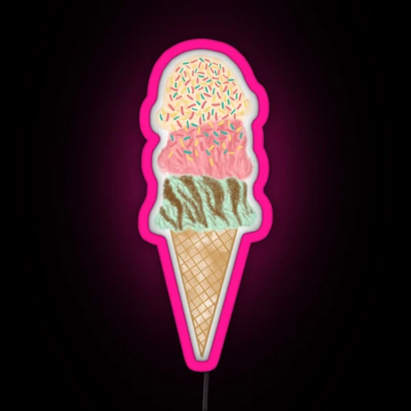 Triple Ice Cream Scoop RGB Neon Sign