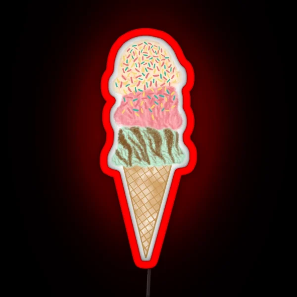 Triple Ice Cream Scoop RGB Neon Sign