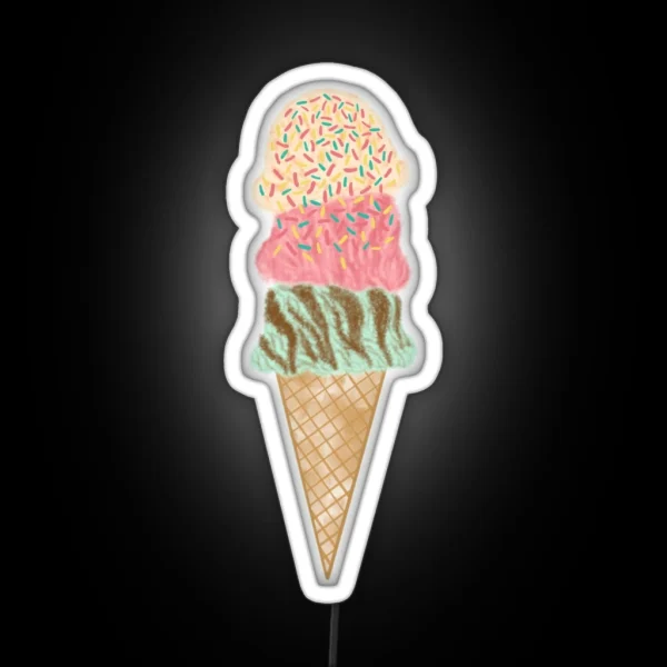 Triple Ice Cream Scoop RGB Neon Sign