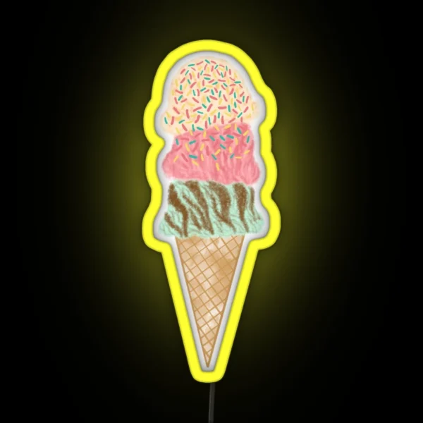 Triple Ice Cream Scoop RGB Neon Sign