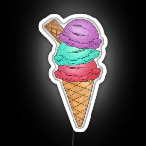 Triple Scoop Ice Cream Cone RGB Neon Sign