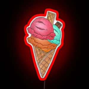 Triple Scoop Waffle Cone RGB Neon Sign