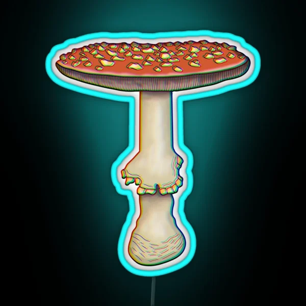 Trippy Amanita Muscaria Mushroom Fungus RGB Neon Sign