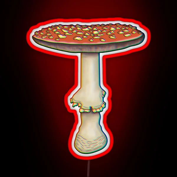 Trippy Amanita Muscaria Mushroom Fungus RGB Neon Sign