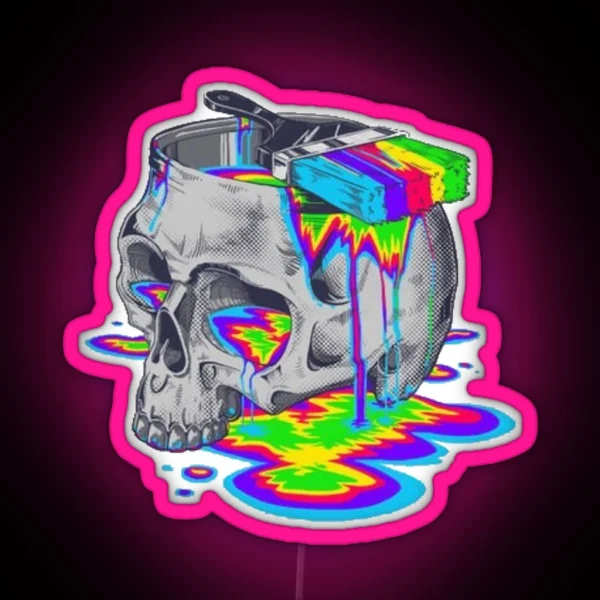 Trippy Colorful Skull RGB Neon Sign