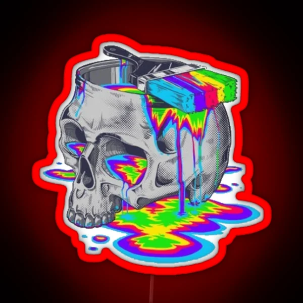 Trippy Colorful Skull RGB Neon Sign