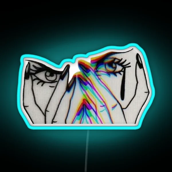 Trippy Crying Girl RGB Neon Sign
