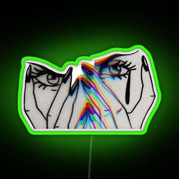 Trippy Crying Girl RGB Neon Sign