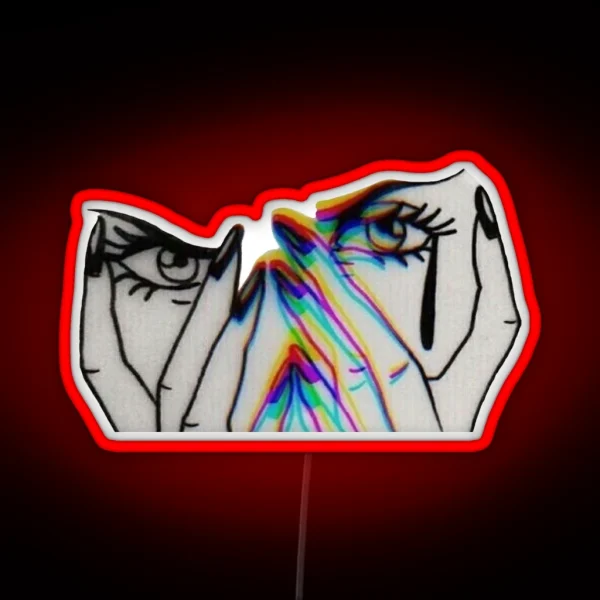 Trippy Crying Girl RGB Neon Sign
