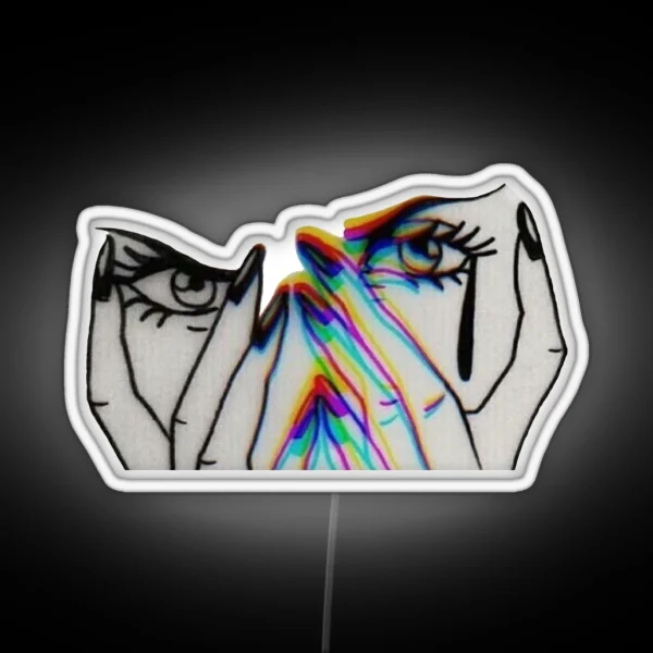 Trippy Crying Girl RGB Neon Sign