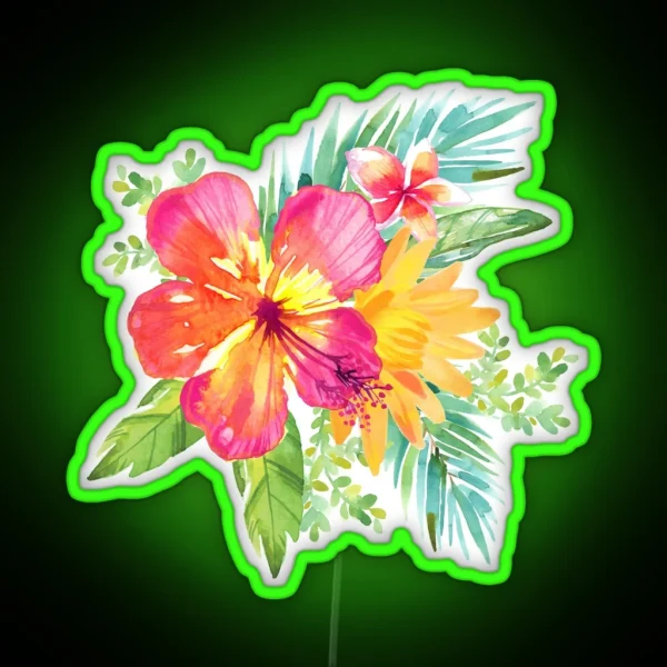 Tropical Colorful Flowers RGB Neon Sign