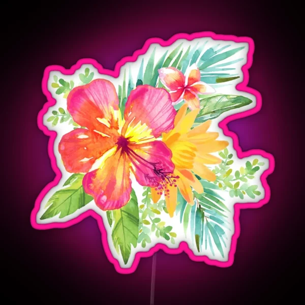 Tropical Colorful Flowers RGB Neon Sign
