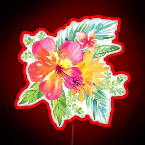 Tropical Colorful Flowers RGB Neon Sign