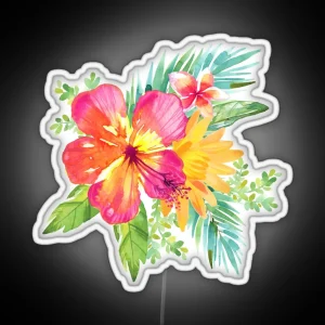 Tropical Colorful Flowers RGB Neon Sign