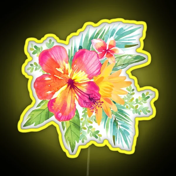Tropical Colorful Flowers RGB Neon Sign