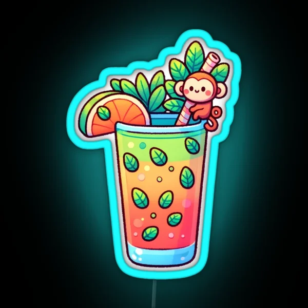 Tropical Monkey Mojito Cocktail RGB Neon Sign
