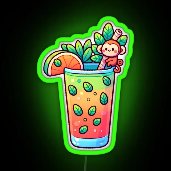 Tropical Monkey Mojito Cocktail RGB Neon Sign