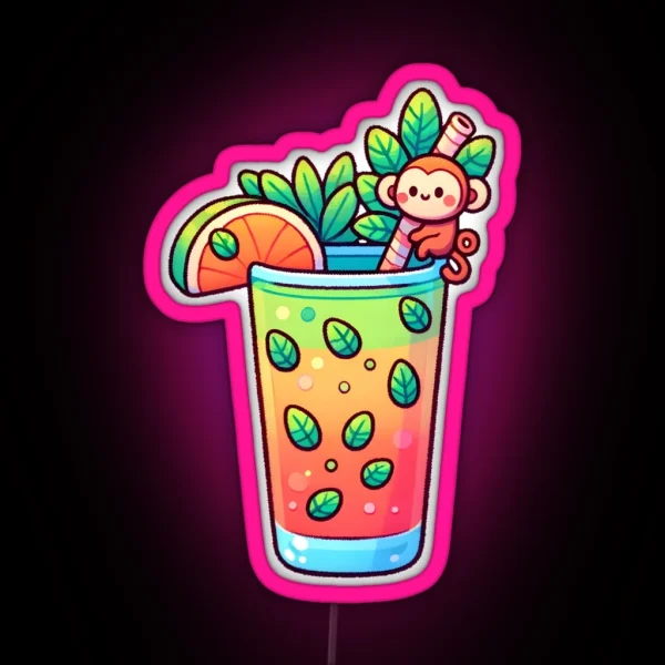 Tropical Monkey Mojito Cocktail RGB Neon Sign
