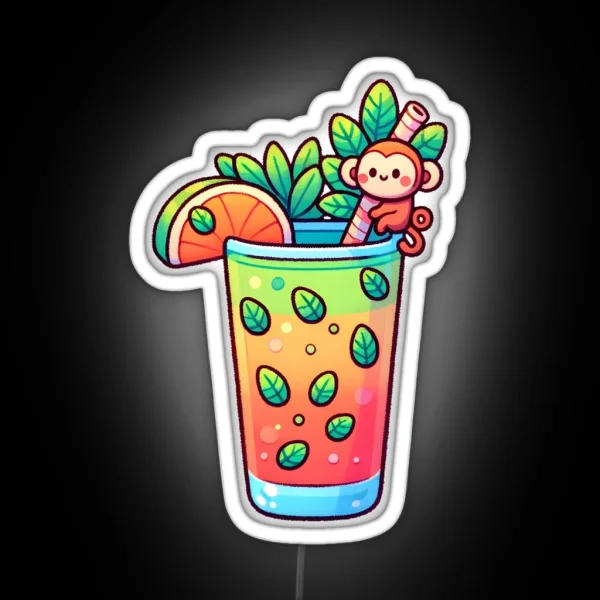 Tropical Monkey Mojito Cocktail RGB Neon Sign