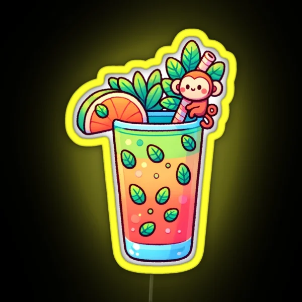 Tropical Monkey Mojito Cocktail RGB Neon Sign