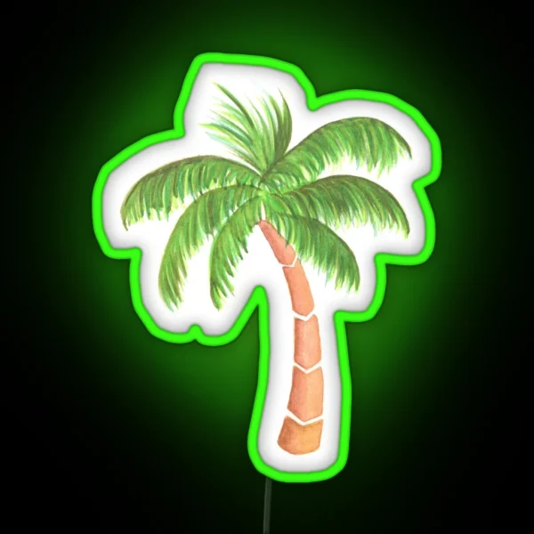 Tropical Palm Tree Watercolor RGB Neon Sign