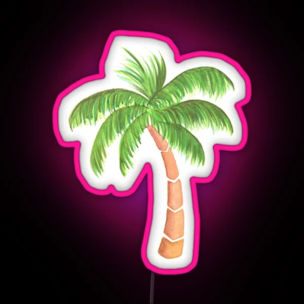 Tropical Palm Tree Watercolor RGB Neon Sign