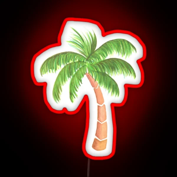 Tropical Palm Tree Watercolor RGB Neon Sign