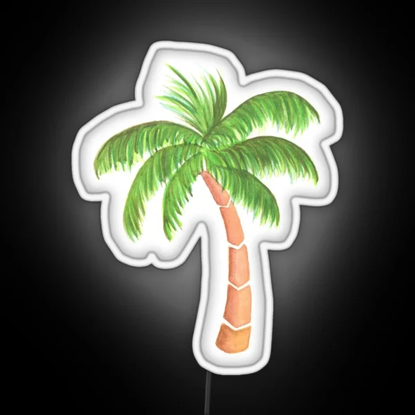 Tropical Palm Tree Watercolor RGB Neon Sign