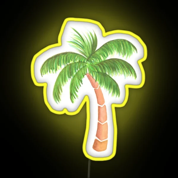 Tropical Palm Tree Watercolor RGB Neon Sign