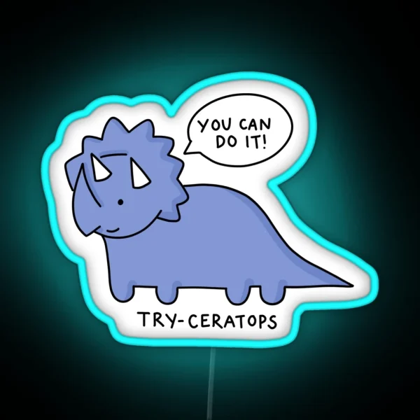 Try Ceratops Illustration RGB Neon Sign