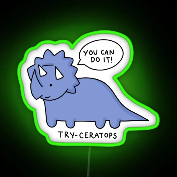 Try Ceratops Illustration RGB Neon Sign