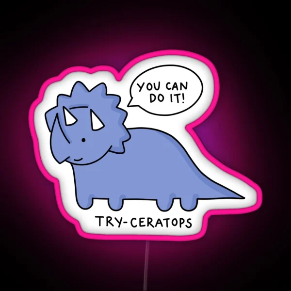 Try Ceratops Illustration RGB Neon Sign