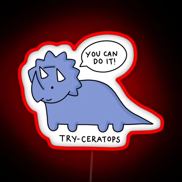 Try Ceratops Illustration RGB Neon Sign