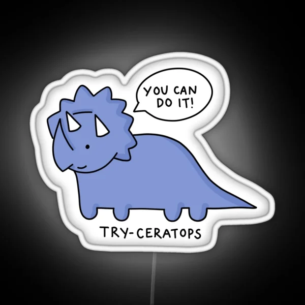Try Ceratops Illustration RGB Neon Sign