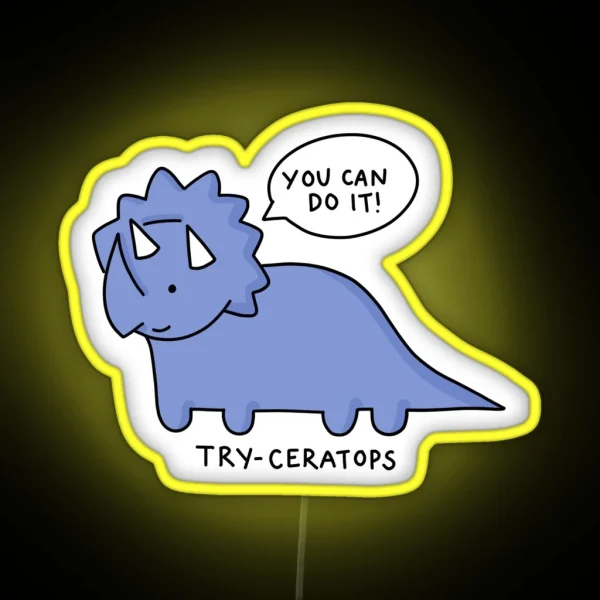 Try Ceratops Illustration RGB Neon Sign