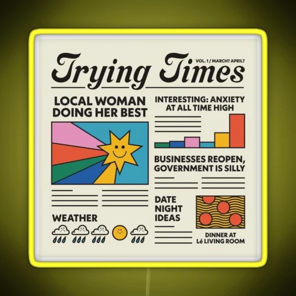 Trying Times Aesthetic Colourful Sunshine Smily Rainy RGB Neon Sign