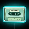 Vibrant Neon Sign with Cassette Tape Illustration Design Tribute Album