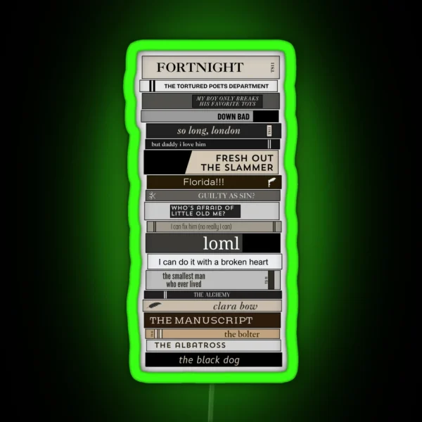TTPD Bookshelf All Songs RGB Neon Sign
