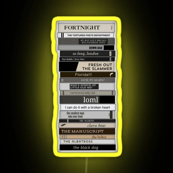 TTPD Bookshelf All Songs RGB Neon Sign